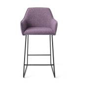Chaise de bar 65 cm en tissu violet daisy piètement