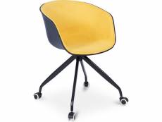 Chaise de bureau tapissée avec accoudoirs - chaise de bureau à roulettes - noir et blanc - jodie jaune