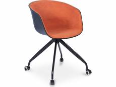 Chaise de bureau tapissée avec accoudoirs - chaise de bureau à roulettes - noir et blanc - jodie orange