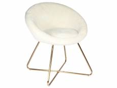 Cocoon - fauteuil blanc imitation fourrure pieds métalliques