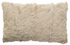Coussin en poils de chèvre frisés blanc 24x40cm