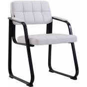 Décoshop26 - Chaise visiteur fauteuil de bureau sans roulette synthétique blanc - blante