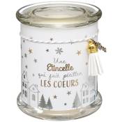 Fééric Lights And Christmas - Bougie Parfumée Pot en verre imprimé avec Déco 265 g - Feeric Christmas - Blanc et doré