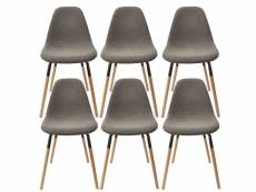 Fluk - lot de 6 chaises tissu gris chiné foncé et