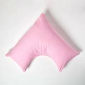 Homescapes - Taie d'oreiller spécial oreiller cervical en coton égyptien 200 fils Forme v rose - Rose