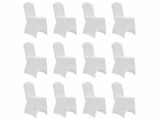 Housses élastiques de chaise blanc 12 pièces dec022523