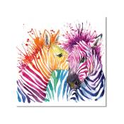 Hxadeco - Tableau cartoon zebre en couleurs , 50x50cm - Multicouleur
