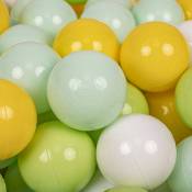 KiddyMoon 100 ∅ 7Cm Balles Colorées Plastique Pour Piscine Enfant Bébé Fabriqué En EU, Blanc/Menthe/Vert Clair/Jaune - blanc/menthe/vert clair/jaune