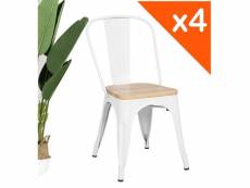 Kosmi - lot de 4 chaises blanches en métal et bois