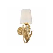 Lampe avec abat jour Delphine Acier,tissu Feuille d'or,tissu de coton ivoire 1 ampoule 36cm - Or