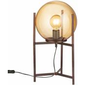 Lampe de table boule de verre lampe de chevet boule marron lampe de chambre verre rétro, métal, 1x douille E27, DxH 25x48,5 cm