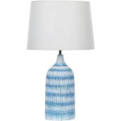 Lampe de Table en Céramique Luminaire de Chevet 66 cm Bleu Abat-jour Georgina - Blanc