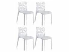 Lot 4 chaises ajourées empilables blanches - gruyer
