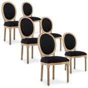 Lot de 6 chaises médaillon Louis xvi tissu Noir -
