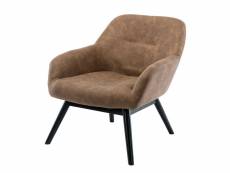 Malmo - fauteuil vintage marron pieds bois noir