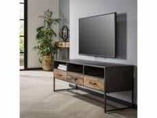 Meuble tv industrielle en bois et métal noir alex