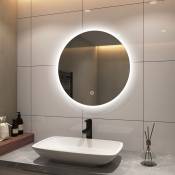 Miroir lumineux de salle de bain Rond Miroir Maquillage avec Interrupteur Tactile,Blanc Froid 6500K,∅60 cm - S'afielina