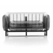 Mojow Design - yomi canapé eko noir cadre bois cristal