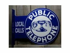 "plaque public telephone 2 faces potence affiche tole usa"