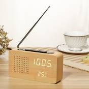 Radio réveil en bois de chevet rétro Radio-réveil en Bois Haute définition Grand écran Radio-réveil à Affichage numérique Debuns