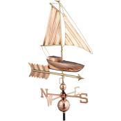 Relaxdays girouette bateau, métal, indicateur de direction du vent pour le toit, girouette points cardinaux, cuivre