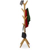 Relaxdays - Porte manteau garde robe en bambou penderie vestes avec 8 crochets, HlP 181,5 x 53 x 53 cm, en forme d'arbre.