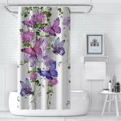 Rideaux de douche papillon violet pour salle de bain,