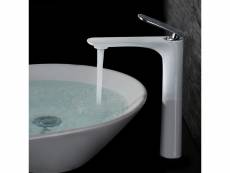Robinet lavabo surélevé contemporain en blanc