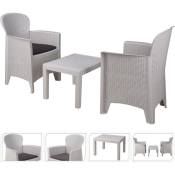 Salon de jardin : Table et deux chaises - 60 x 58 x