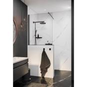 Schulte - Pare-baignoire fixe, 1 volet Capri profilé noir, verre 5 mm transparent 80 x 120 cm