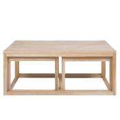 Set de 3 tables basses gigognes rectangulaires en bois