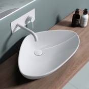 Sogood - Lavabo vasque à poser en céramique lave main blanc 59 x 39 x 13 cm Bruxelles215 - Blanc