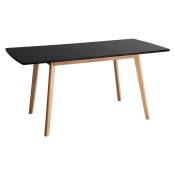Table à manger extensible 120/160cm noire et bois de hêtre