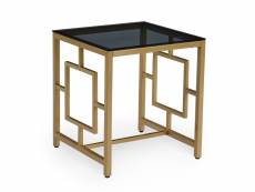 Table basse design en verre noir et métal doré carrée pablo