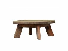 Table basse ronde 90 cm en bois recyclé et 4 pieds