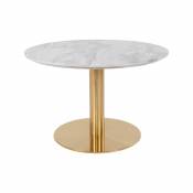 Table basse ronde effet marbre 70cm or