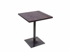 Table de bistrot hwc-h10,table de bar, gastronomie industrielle, bois d'orme certifié mvg 76x60x60cm brun noir