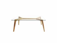 Table rectangulaire - 110 x 60 x 45 cm - bois - transparent