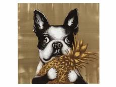 "tableau touched chien ananas 80x80cm"
