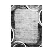 Tapis vintage à encadré motifs abstraits gris 160x230