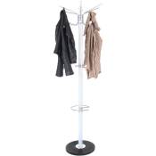 Tectake - Porte manteau 16 crochets, avec porte-parapluies et porte-sacs en Métal et Marbre - blanc
