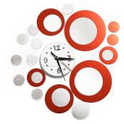 Tlily - Autocollant de l' Effet de Horloge 3D Cristal Circulaire Composite diy Moderne Cercle Design Rouge