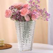 Vase en verre de cristal, décor de vase à fleurs en bloc carré pour la maison, la table à manger, la pièce maîtresse du salon, vase à fleurs