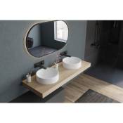 Vasque Lavabo design moderne rond à poser Lave main fonte minérale anti-décoloration Salle de bain & toilettes - NT8565 - Diamètre 36cm Blanc mat,