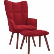 Vidaxl - Chaise de relaxation Velours avec repose-pied Rouge bordeaux