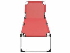 Vidaxl chaise longue pliable extra haute pour seniors rouge aluminium 47914