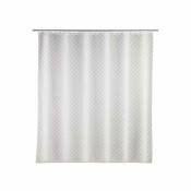 WENKO Rideau de douche Cubique, 180 x 200 cm, rideau 100 % polyester avec œillets métalliques & bande de lest en caoutchouc pour douche et baignoire,