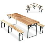 Wood Decor - Table de brasserie pliante bancs bois
