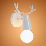 Applique Murale Créatif Moderne en Fer Luminaire Lampe Murale Antlers Cerf E27 pour Chambre d'enfant Couloir Bar - Blanc - Blanc