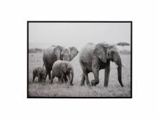Cadre elephant bois-papier noir-blanc - l 144 x l 4,5